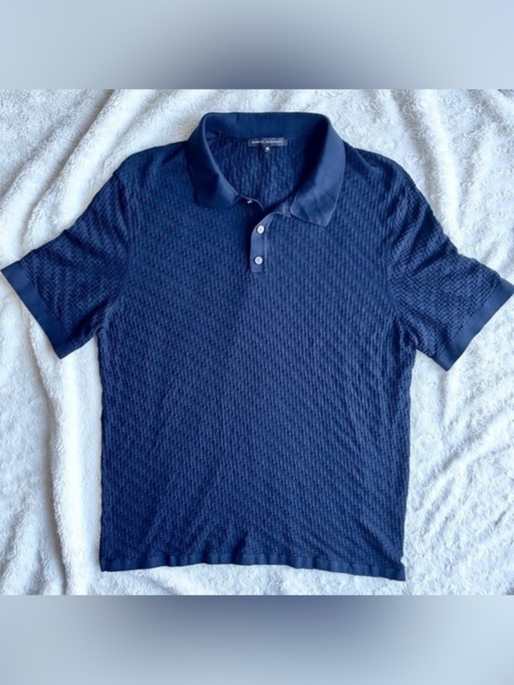 Robert Barakett Navy Blue Textured Polo Shirt Size XXL